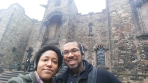 Taking the auditory tour of Edinburgh castle.